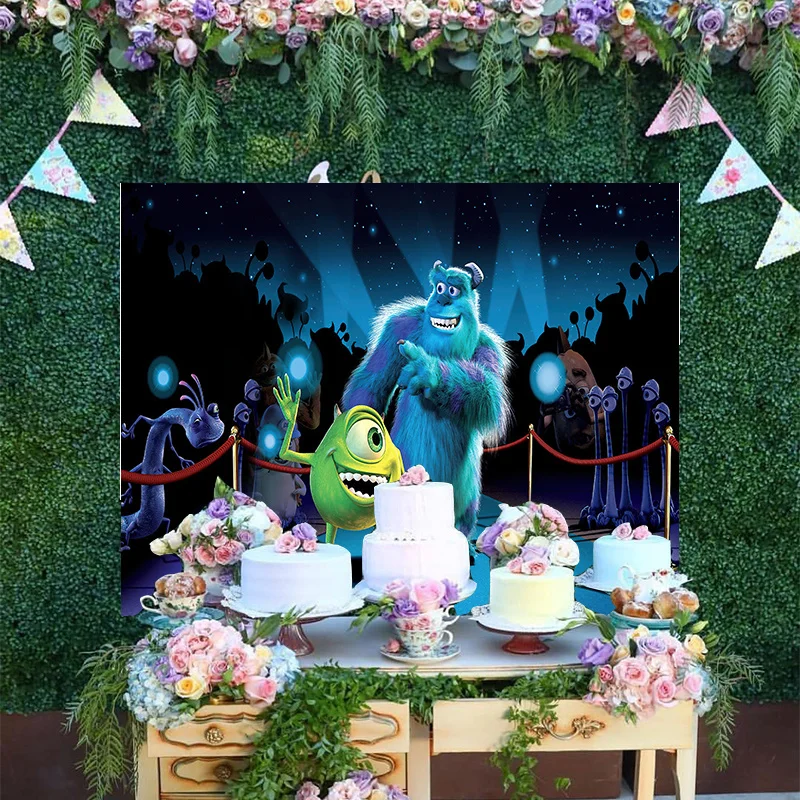 Disney Monsters, Inc. Sulley Elastic Circle Photo Background Cover Birthday  Party Decoration Round Photography Backdrop Studio - AliExpress