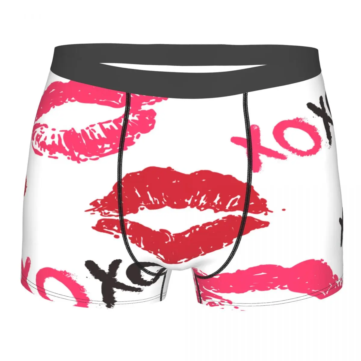 Boxer Men Underwear Male Panties Fashion Glossy Shine Xoxo Kiss Lips