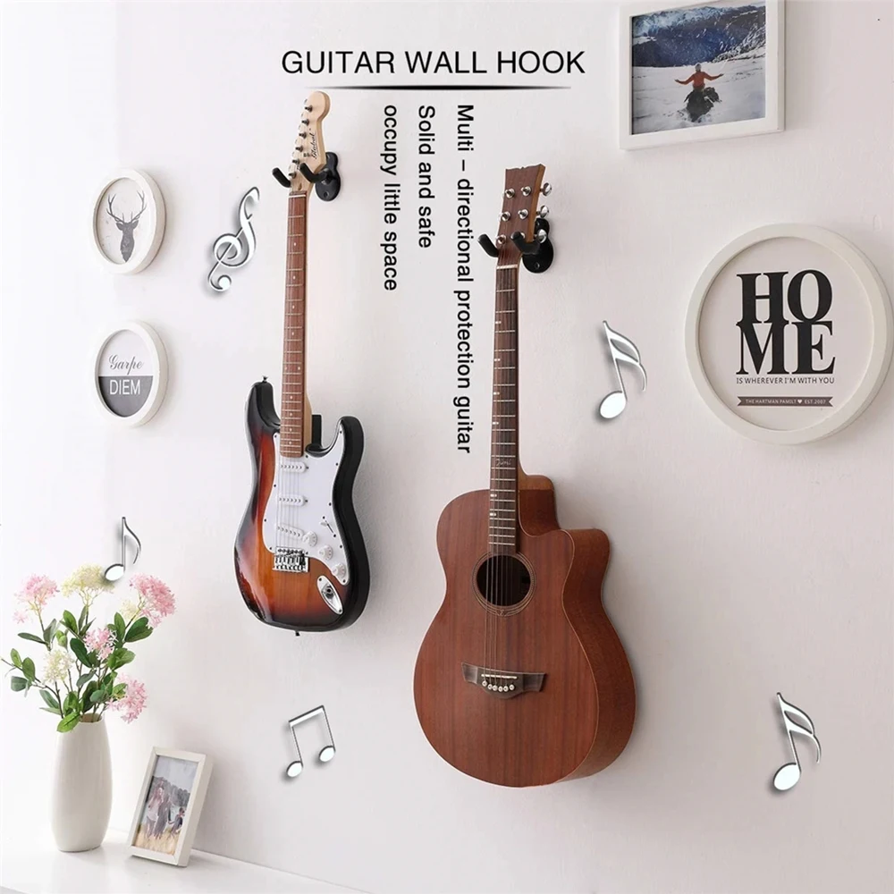 Guitar Wall Mount 1 Pc Metal U-Shaped Guitar Wall Mount Stand Hanger Holder Hook for Acoustic Electric Guitar Banjo Bass Gift for Player