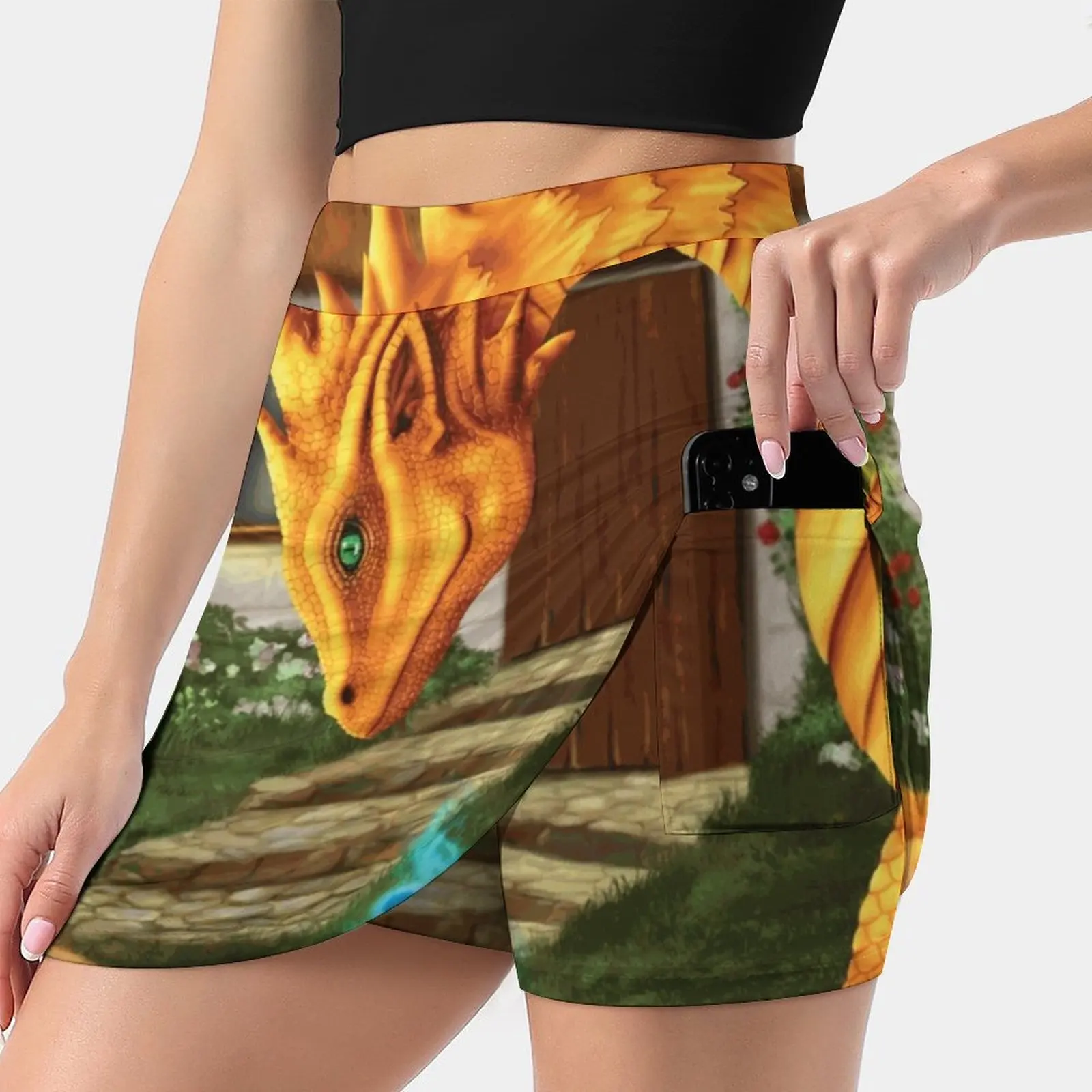 Cat And Dragon Nuove Donne Gonne Abito Corto Stampato A Doppio Strato Minigonna Sportiva Cool Battle Cat Vintage Costume Storico