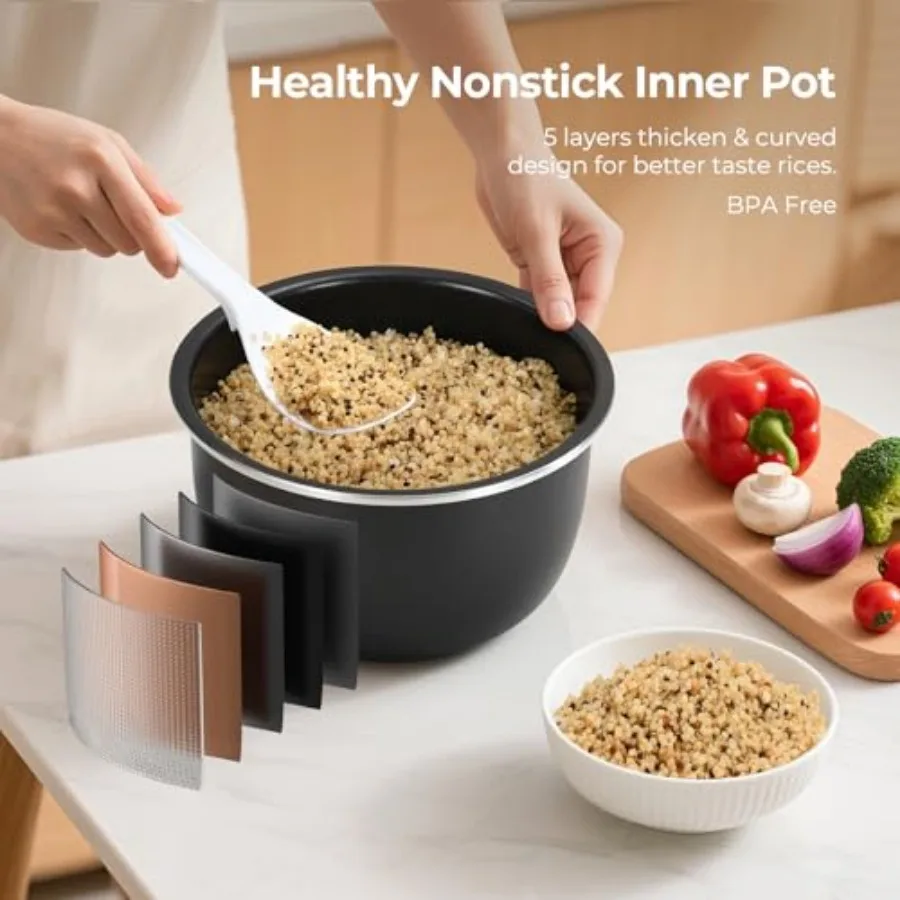 3.5-Cup Rice Cooker for 1-3 People Multifunctional for Rice Oatmeal Quinoa - Slow Cook Steam Cook Rice and Steam Dish Together 5