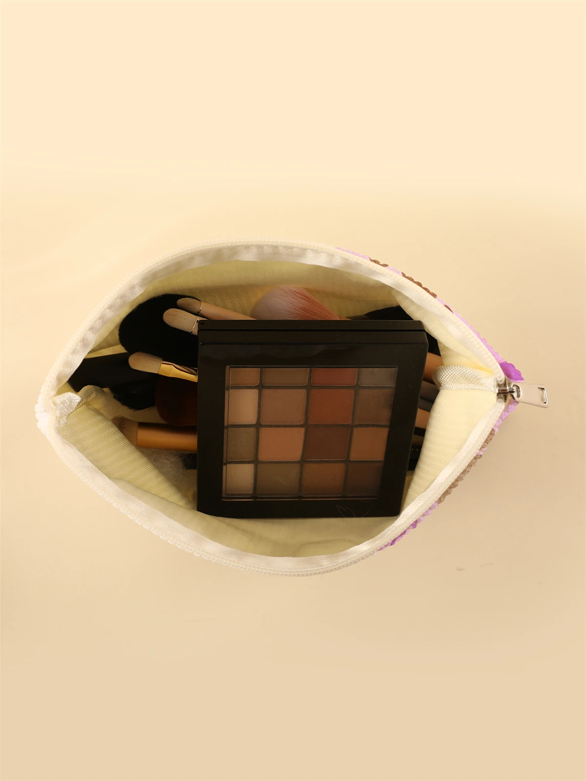 Women's Corduroy Travel Cosmetic Bag Portable Large Capacity Makeup Storage Organizer Zipper Clutch Purse Make up Bag