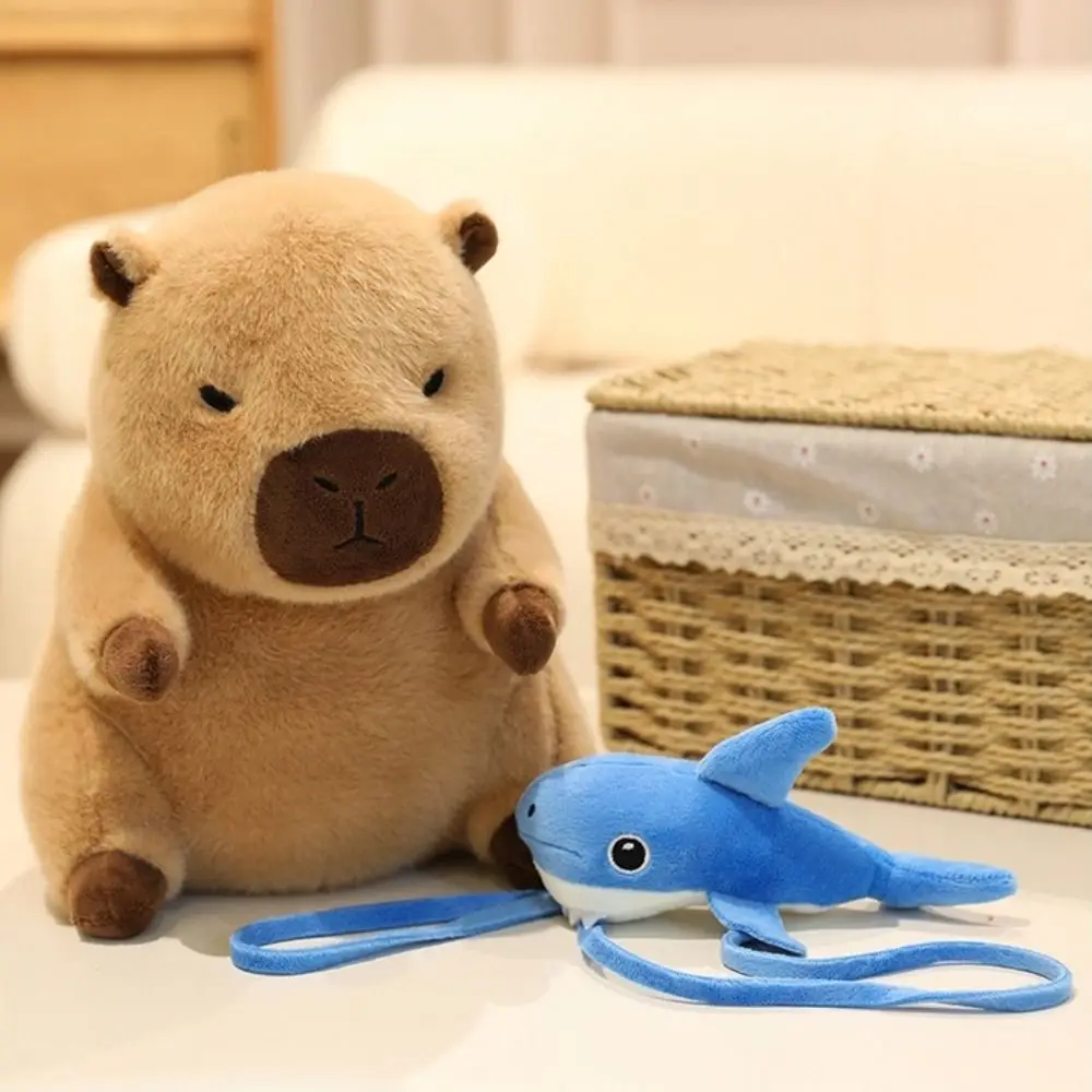 Flower Hat Capybara Plush Toy Doll Animal Soft Simulation Capybara Toy Animal Backpack PP Cotton Stuffed Capybara Doll
