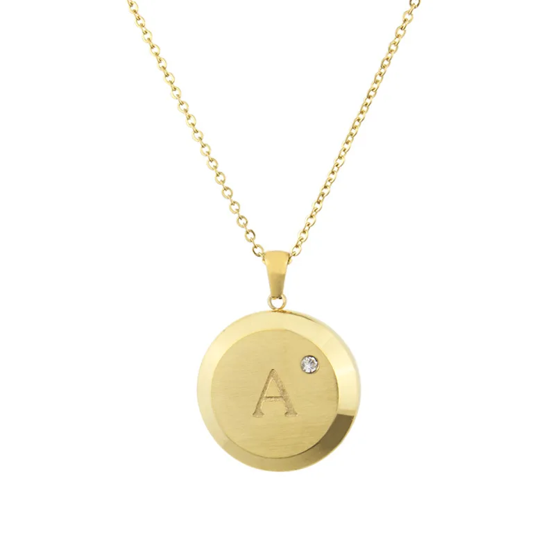

Золотое круглое ожерелье с буквами инициала, подвески из нержавеющей стали с 26 буквами для девушек и женщин, очаровательные ожерелья, простое Подарочное украшение