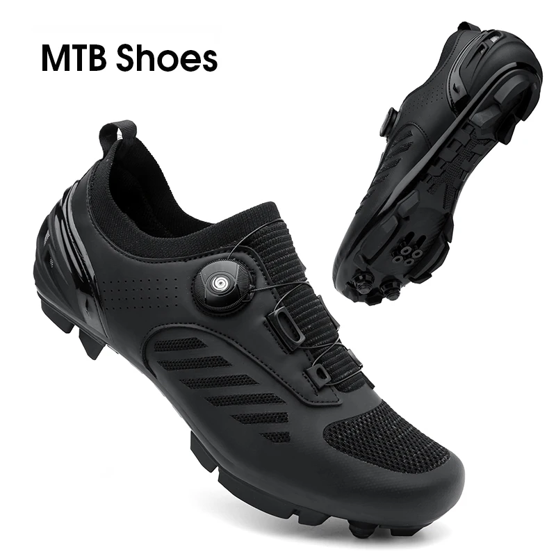 Chaussures De Cyclisme VTT Et Route Homme - Compatibles SPD - Crampons Réglables - Neuves