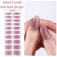 20tips Shiny Semi-Cured Gel Nail Strips Cat Eye Gradient Nail Art Sticker Press on Nails Gel UV Wraps for Manicure Decoration 1