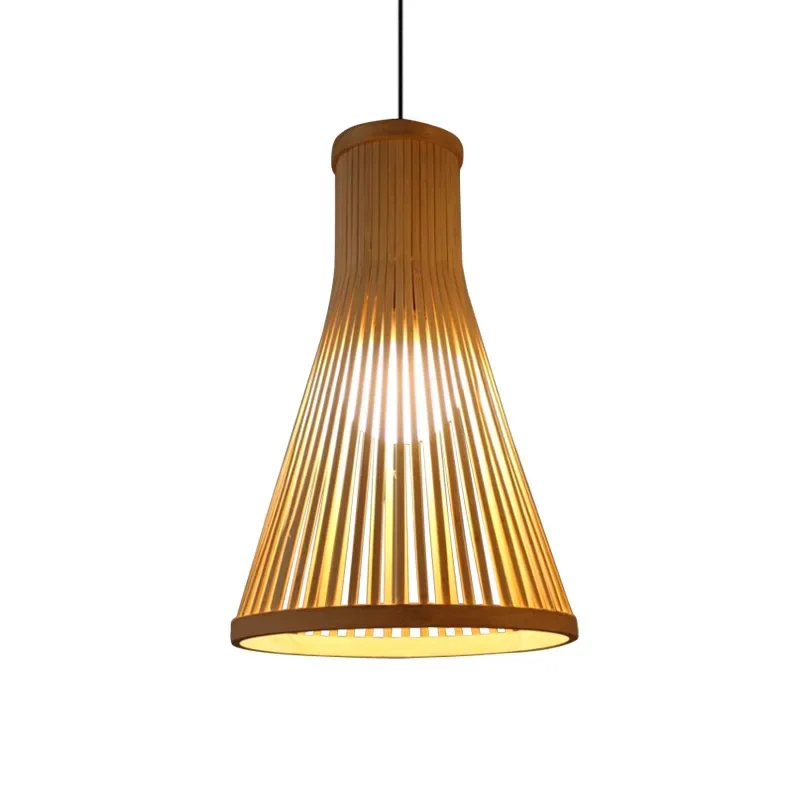 Chandelier Wooden Lamp Creative Restaurant Nordic Log Lamp Bamboo Woven Woodcraft Ceiling