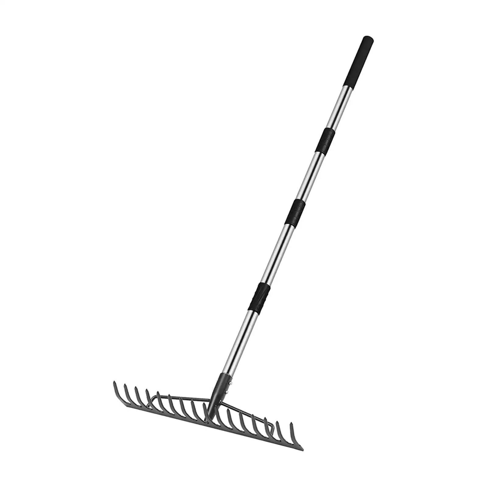Lawns Rake Adjustable Handle Weeding Nonslip Gardening Tool Garden Leaf Rake