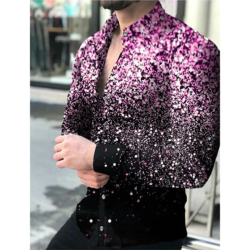 

Luxury Fashion Social Men Shirts Single Breasted Shirt Casual floral Print Long Sleeve Tops Men's Clothing Hawaii Prom Cardigan