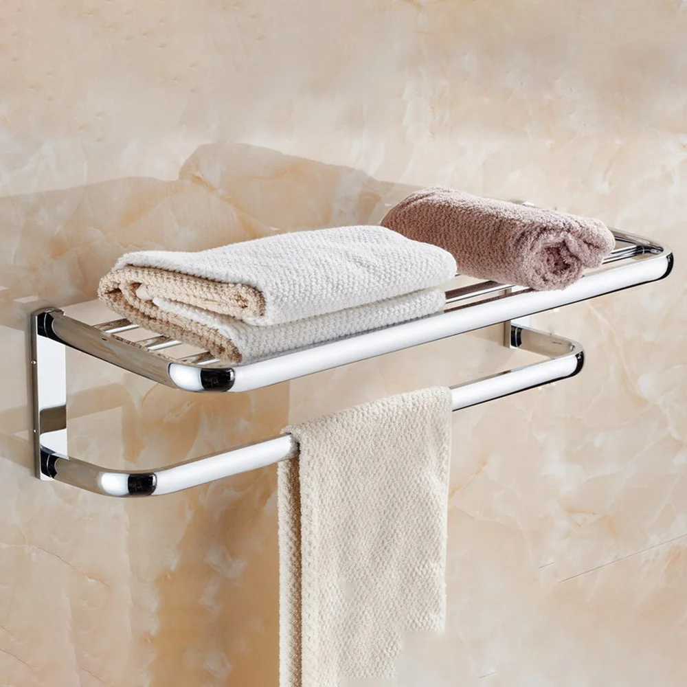 Wall Mounted Polished Chrome Brass Bathroom Large Towel Bar Towel Rail Holder Shelf Bathroom Accessory mba831