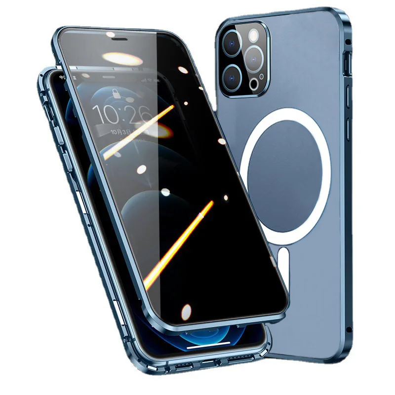 

MagSafe phone case for iPhone 13 12 Promax double-sided glass with buckle, all-inclusive magnetic wireless charging case