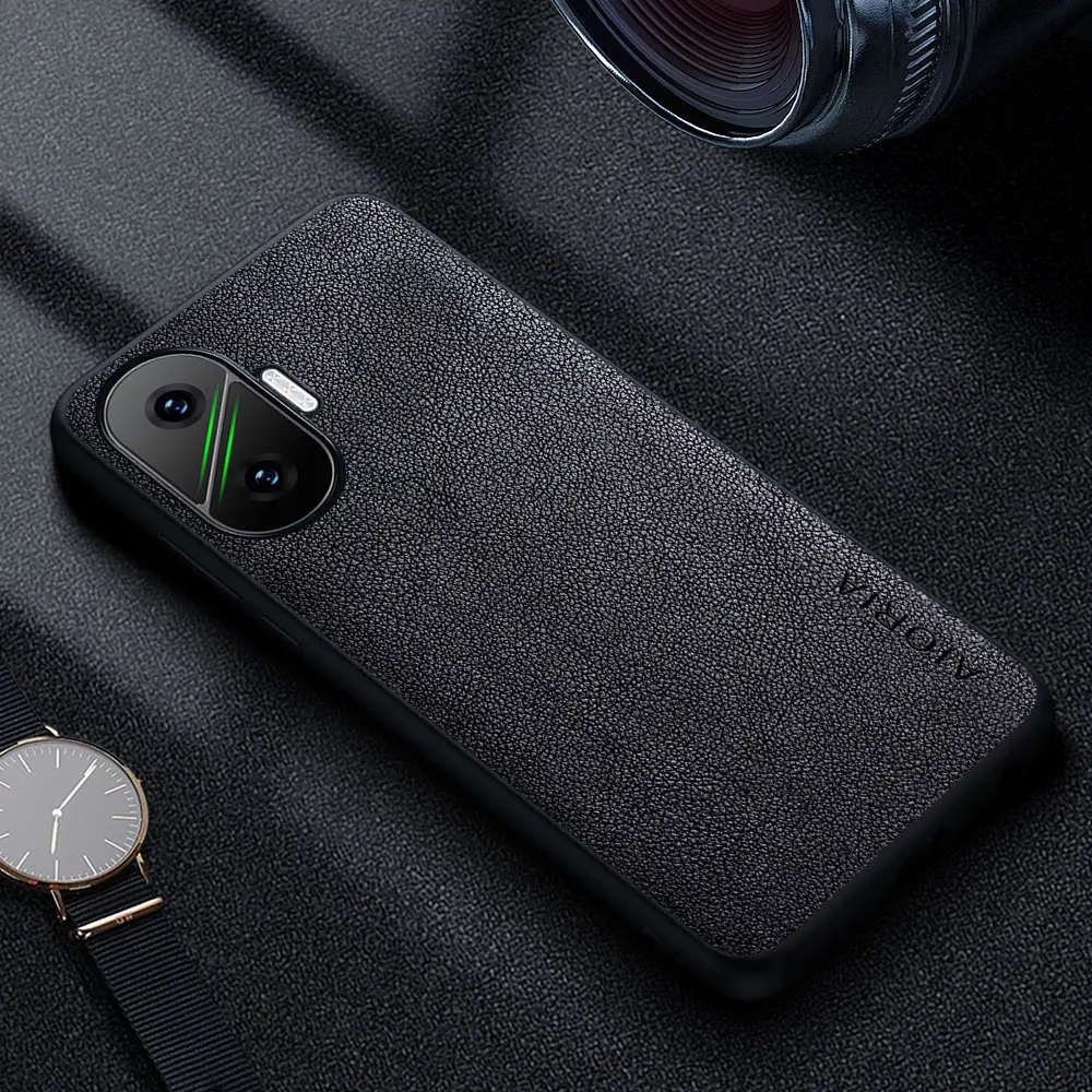 Premium Luxury Leather Phone Case - Retro Business Style Solid Color Cover