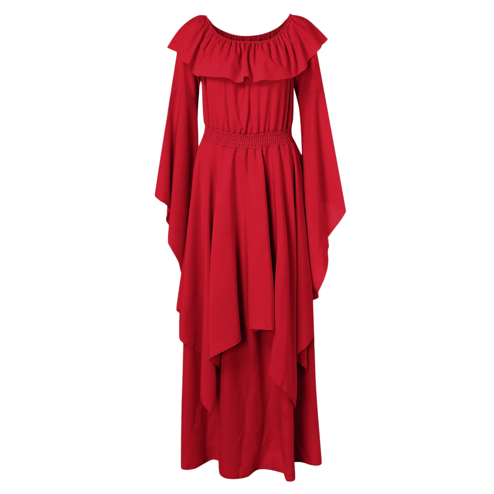 

Women's Medieval Vintage Long Dress Costume Role Playing Solid Color Long Robe Shoulder off Elastic High Waisted Cosplay Dress