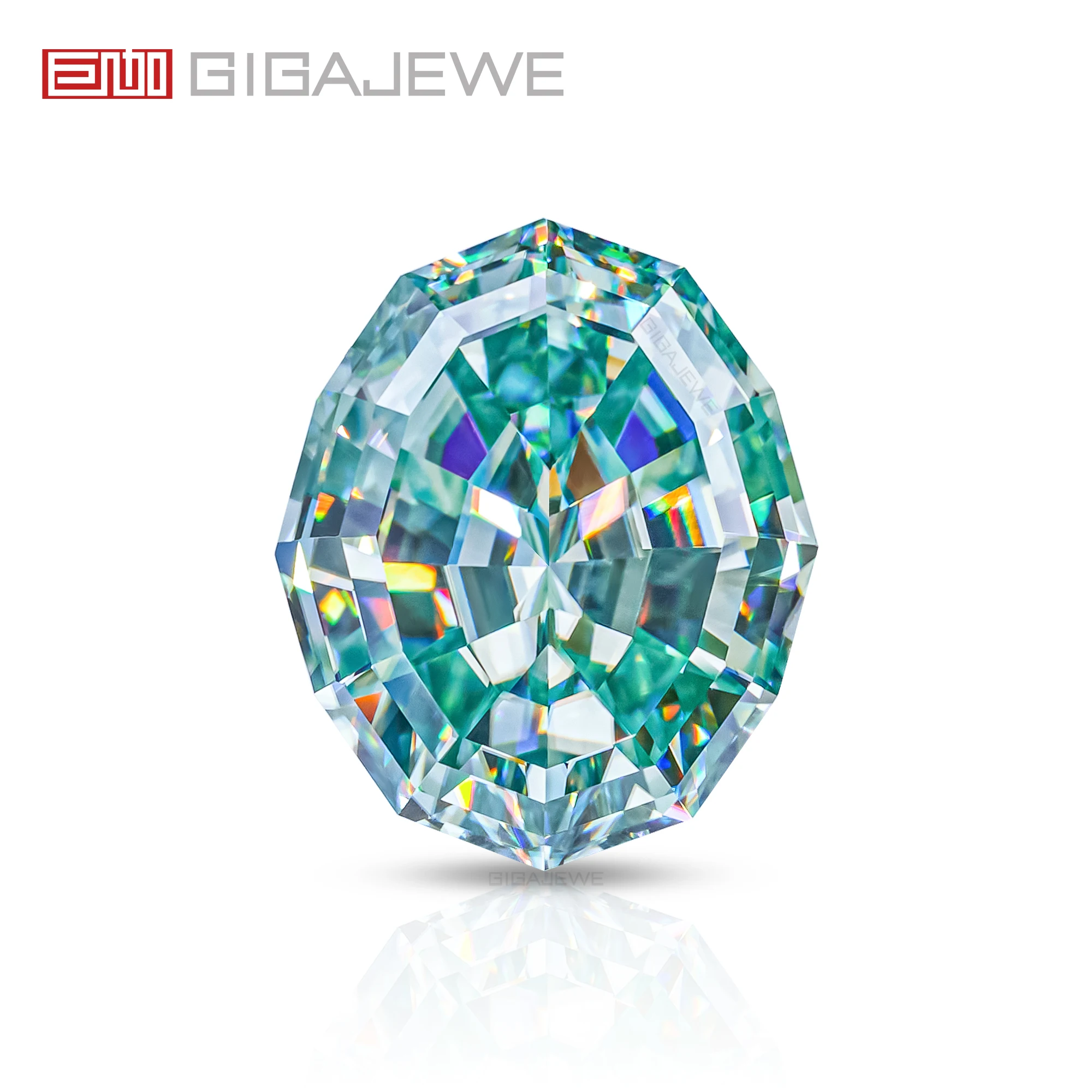 

GIGAJEWE Cyan цветной Овальный пошаговый срез Moissanite FL-VVS1 PFL-remium драгоценные камни с бриллиантами, пробный драгоценный камень для изготовления ювелирных изделий