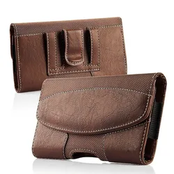 Premium PU Leather Waist Bag Phone Holster with Belt Clip for 6.8 inch (Brown)