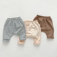 Baby Simple Solid Leggings Girls All-match Striped Skinny Pants Kids Cotton Elasticity Slim Pants Newborn Boy Stretch Trousers 3