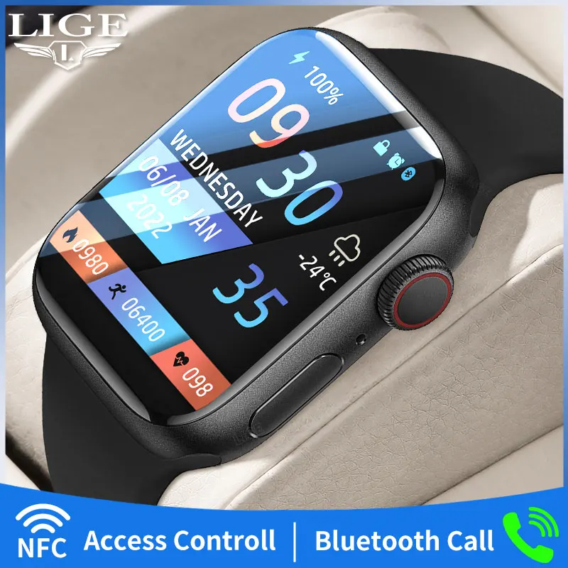 

LIGE Bluetooth Call For Men Smartwatch Sports Fitness Tracker NFC Access Controll Smart Watch Men IP68 Waterproof Wrist Watches