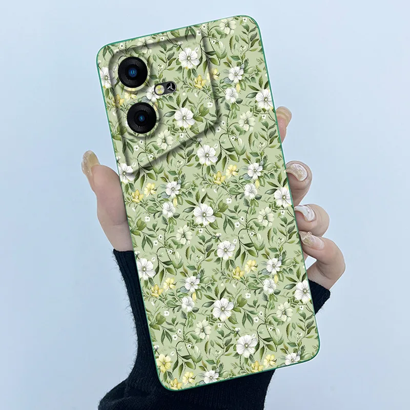 Floral Oil Painting Soft Silicone Phone Case - Fashion Simplicity Design