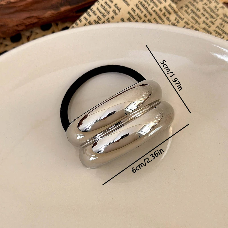 Girls Women Korean Rubber Bands Hair Tie Ropes Metal Elastic Scrunchies Ponytail Hair Accessories Styling Tools Gum Gifts