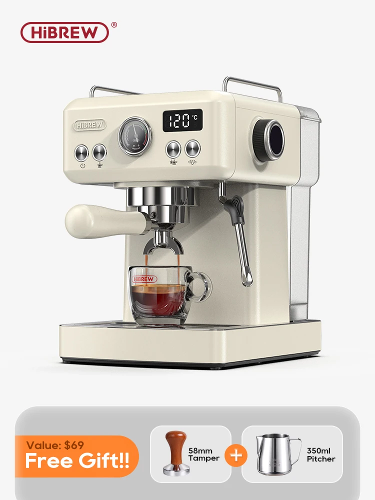 HiBREW 20Bar Semi Automatic Espresso Coffee Machine Temperature Adjustable 58mm Portafilter Cold