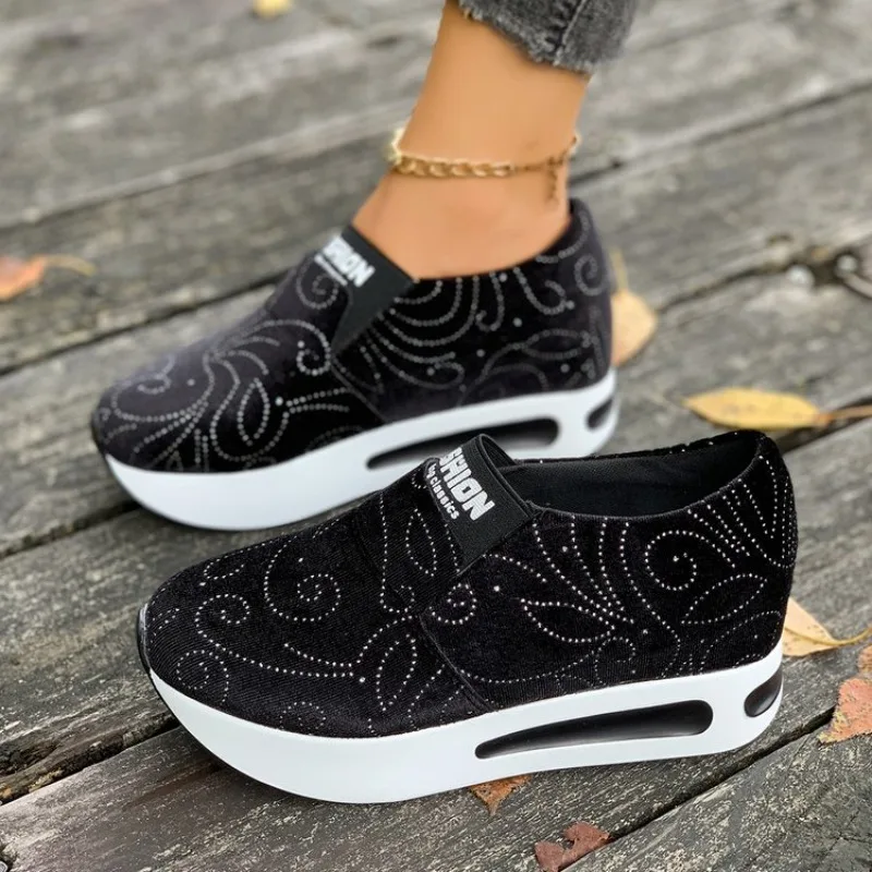 New Women's Sneakers  Womens Vulcanized Shoes PU Leather Waterproof Platform Women Shoes Slip-on Loafers - 3