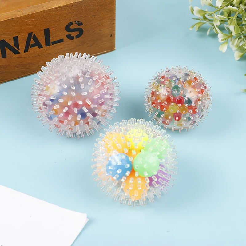

Rainbow Pressure Ball Fidget Sensory Toy DNA Colored Beads Stress Relief Ball TPR Soft Glue Grape Burr Pinch Squeeze Kids Gift