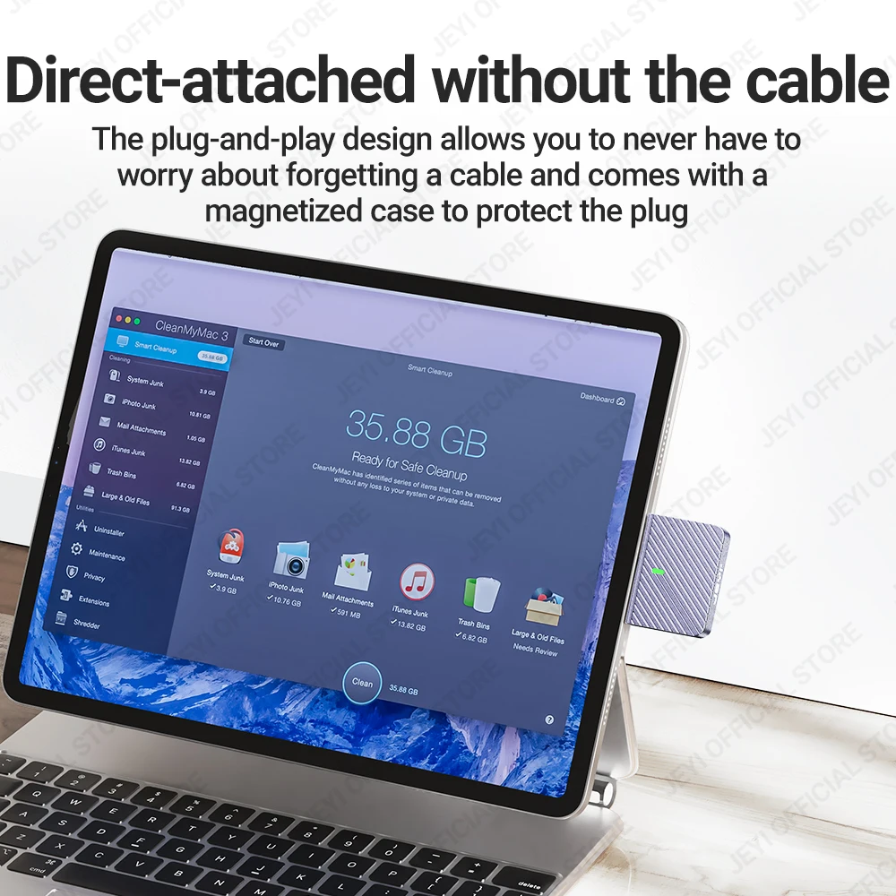 JEYI 2230 M.2 NVMe 직접 부착 SSD 인클로저, USB 3.2, 10Gbps 인라인 알루미늄 솔리드 스테이트 드라이브, 자석 보호 케이스 포함
