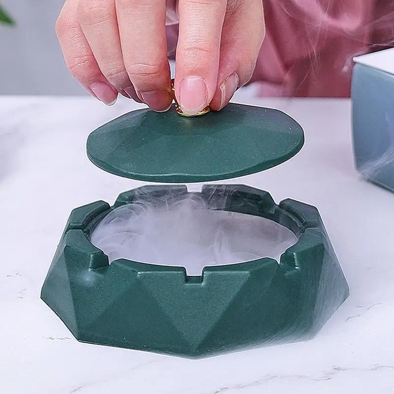 Round Ashtray Windproof Ashtrays with Rotating Lid for Home Garden Outdoor Indoor Smoking Accessory