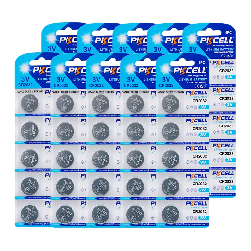 50 個pkcell電池CR2032 3 3vリチウムボタン電池BR2032 DL2032 ECR2032 cr 2032 リチウム電池 -  AliExpress Consumer Electronics