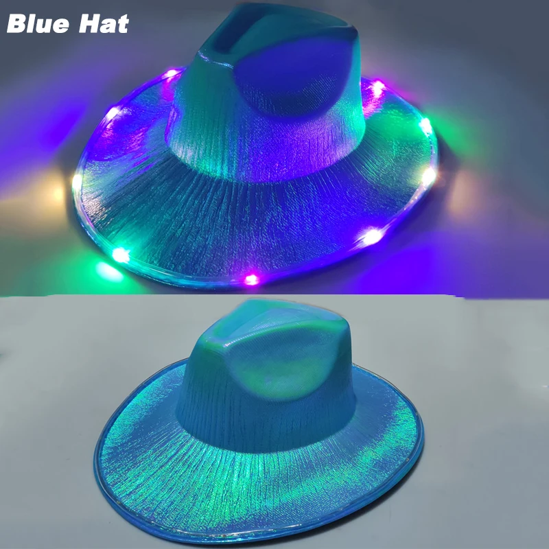 Chapeau Club Musique Chapeau Cowboy LED Néon - Lumineux Pour Fêtes Et Halloween Chapeau Neon Cowboy
