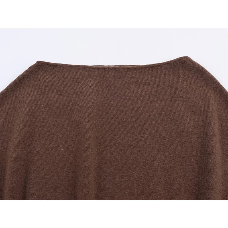 Women's Elegant Knitted Sweater Women Short Sleeve Striped Pullover 2025 Autumn New Fashion Casual Loose O-Neck Knitwear Tops