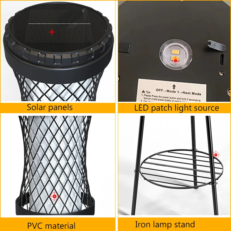 Solar Floor Lights Outdoor with Plant Stands Waterproof Street Lamps Metal Tripod Deck Landscape Lighting for Patio Porch Garden 5