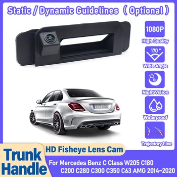 CCD HD Fisheye Telecamera posteriore per Mercedes Benz Classe C W205 C180 C200 C280 C300 C350 C63 AMG 2014 ~ 2020 Maniglia del bagagliaio di un'auto