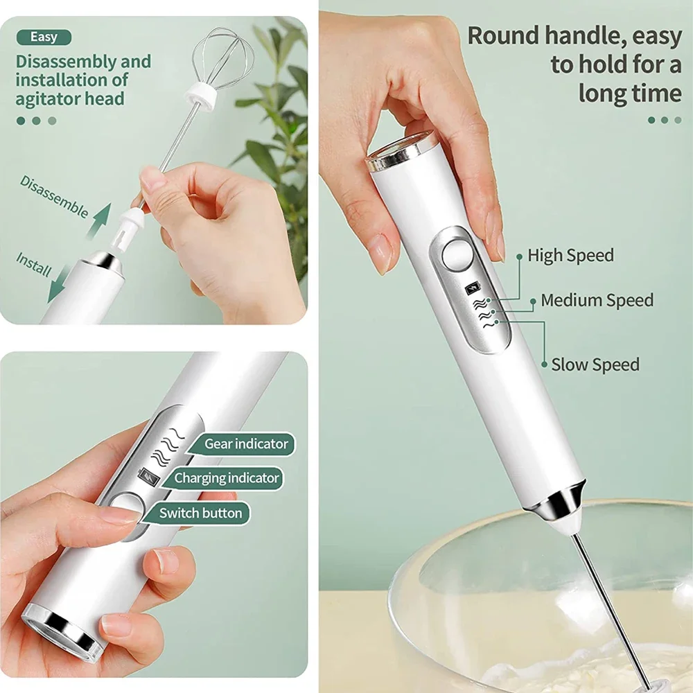 Electric Milk Frother USB Rechargeable for Kitchen
