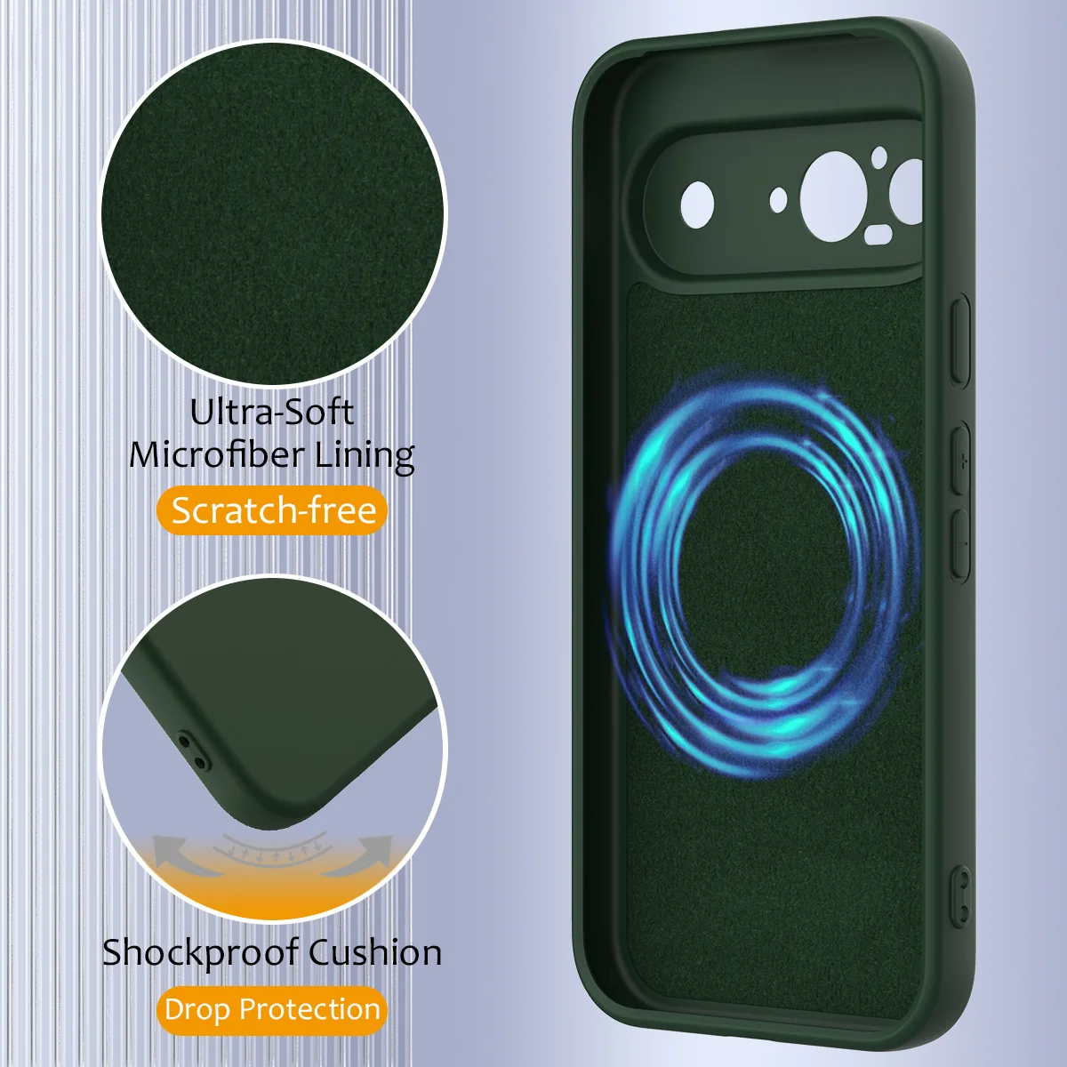 Enhanced Matte Liquid Silicone Anti-Fingerprint Magnetic Wireless Armor Cover