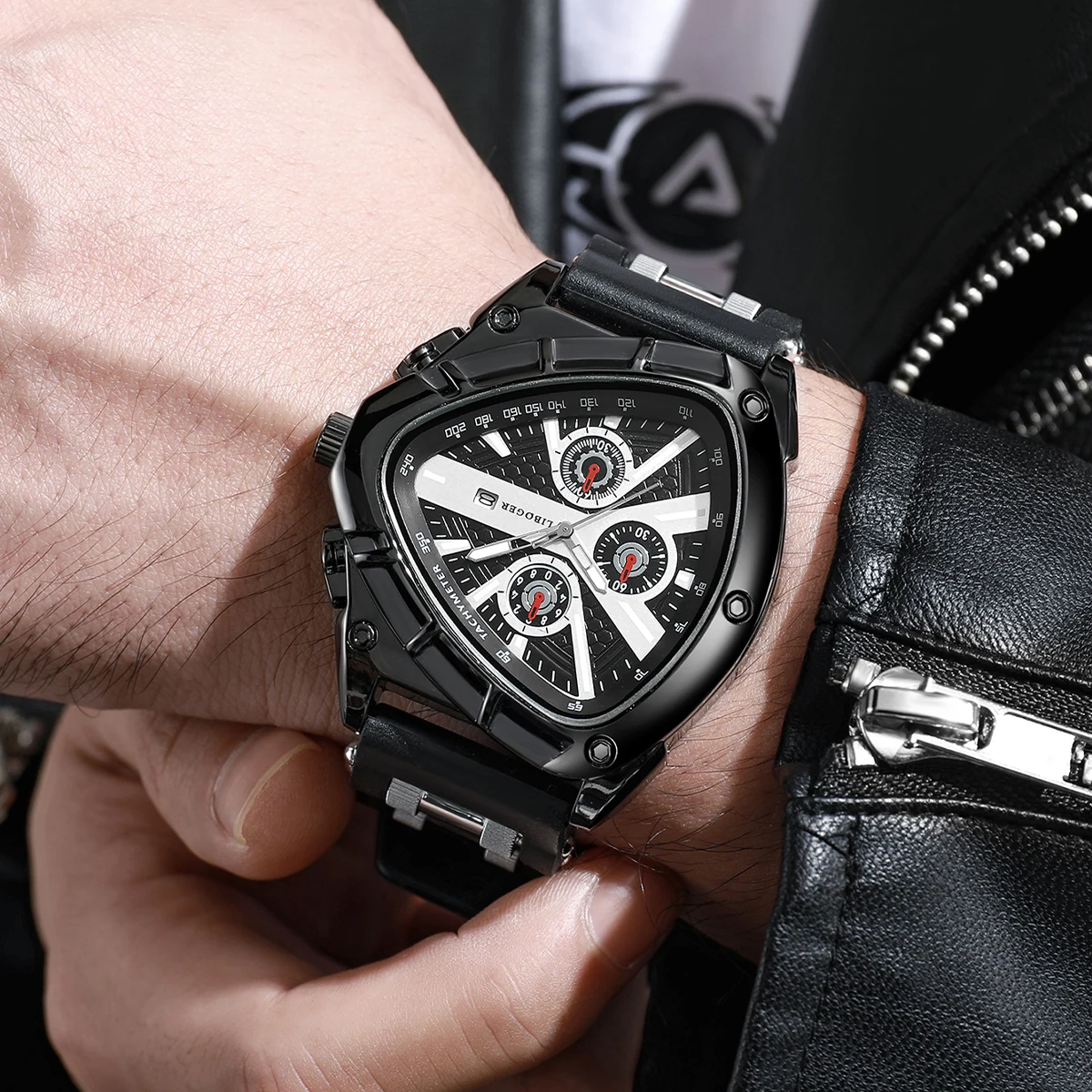 4Pcs Men's Silicone Watch Casual Sports Digital Scale Calendar Dial Trendy Fashion Business Quartz Watch, excluding Box