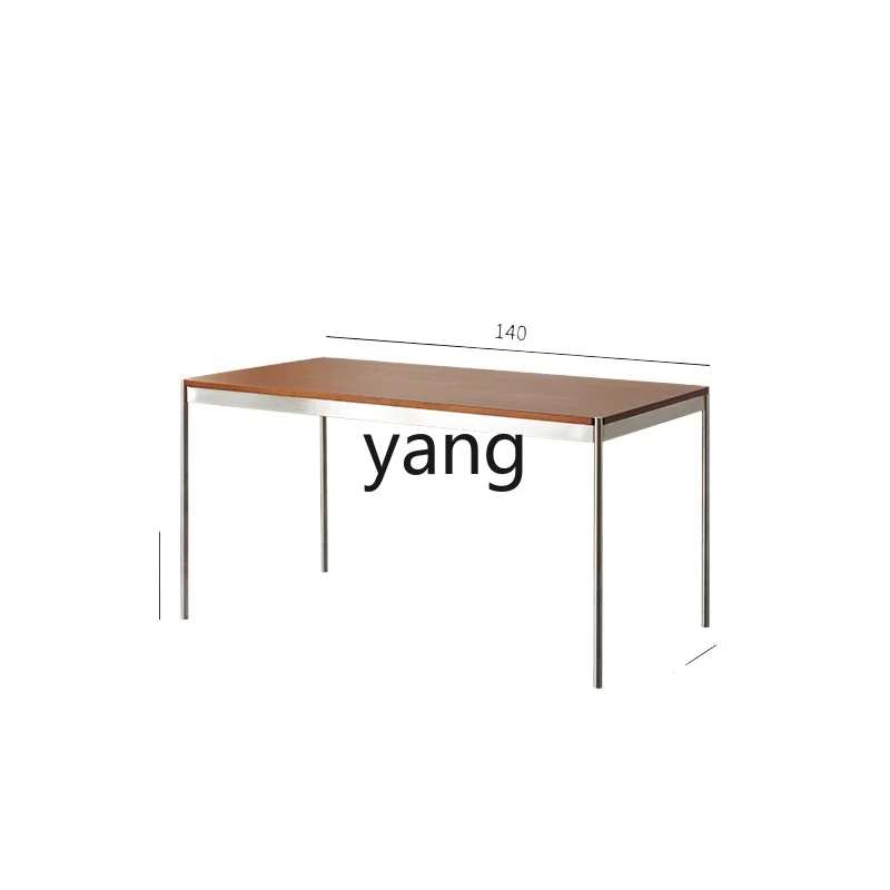 

LXL Furniture Mid-Ancient Dining Tables and Chairs Set Retro Stainless Steel Solid Wood Small Apartment Home