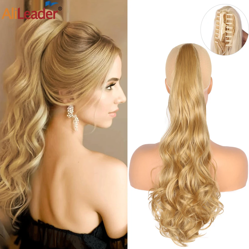 

Claw Clip In Ponytail Extension 22" Long Bounce Curly Wavy Pony Tail Thick Synthetic Hairpiece For Women Fake Ponytail Daily Use