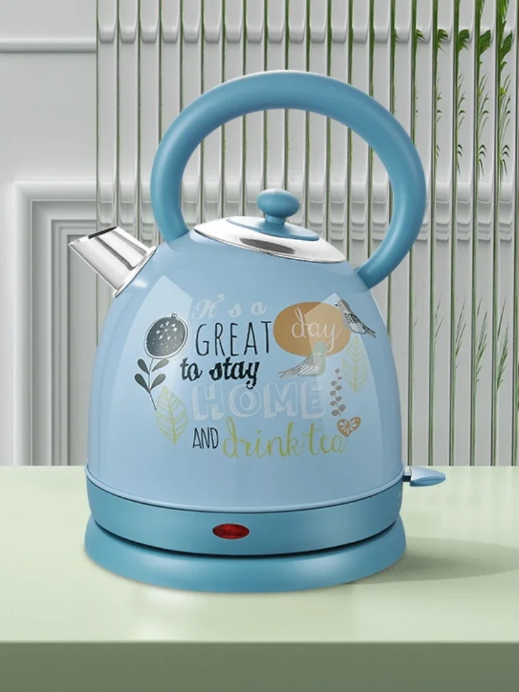 

220V Retro Electric Kettle for Boiling Water with Automatic Cut-Off and Colorful Painting, Food Grade 304 Stainless Steel