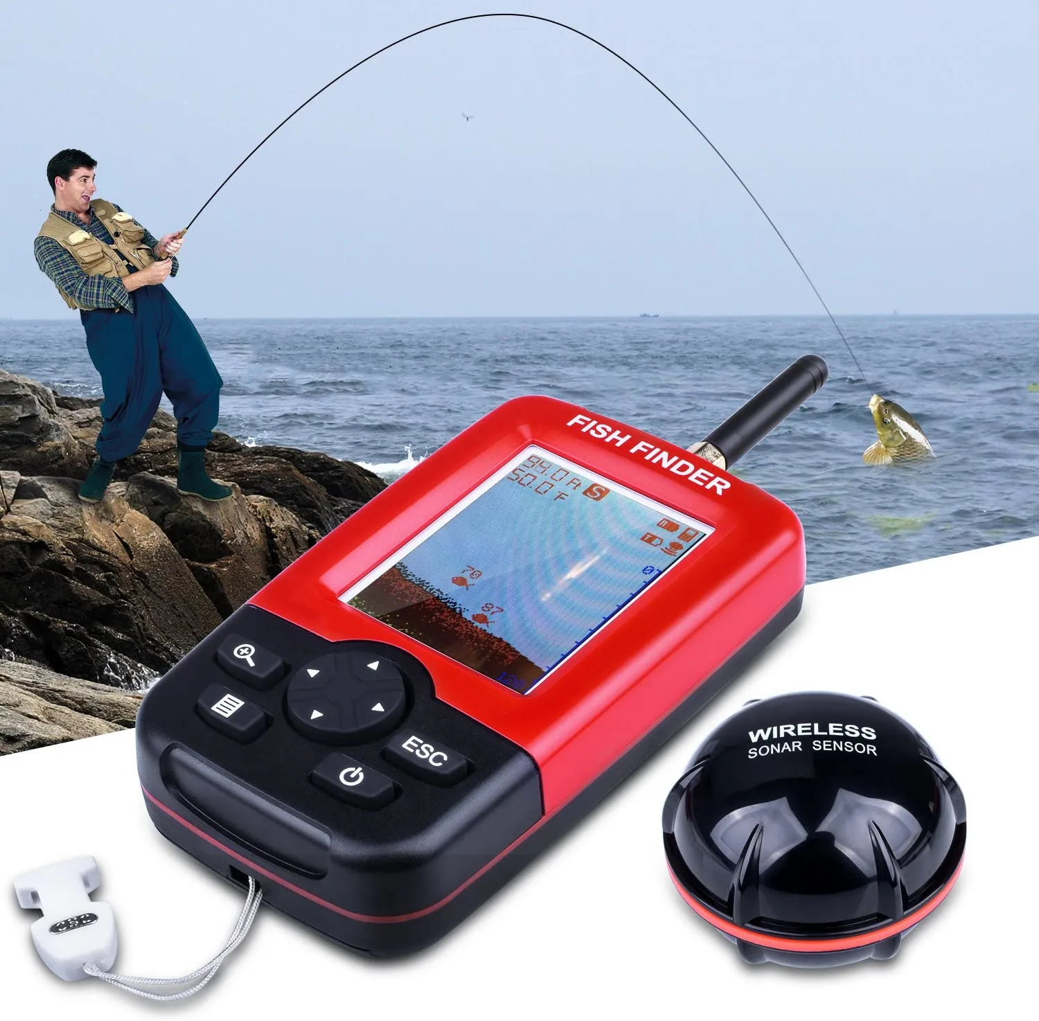 Détecteur de poissons portable sans fil FindFish XJ01 sonar échosondeur pour accessoires pêche
