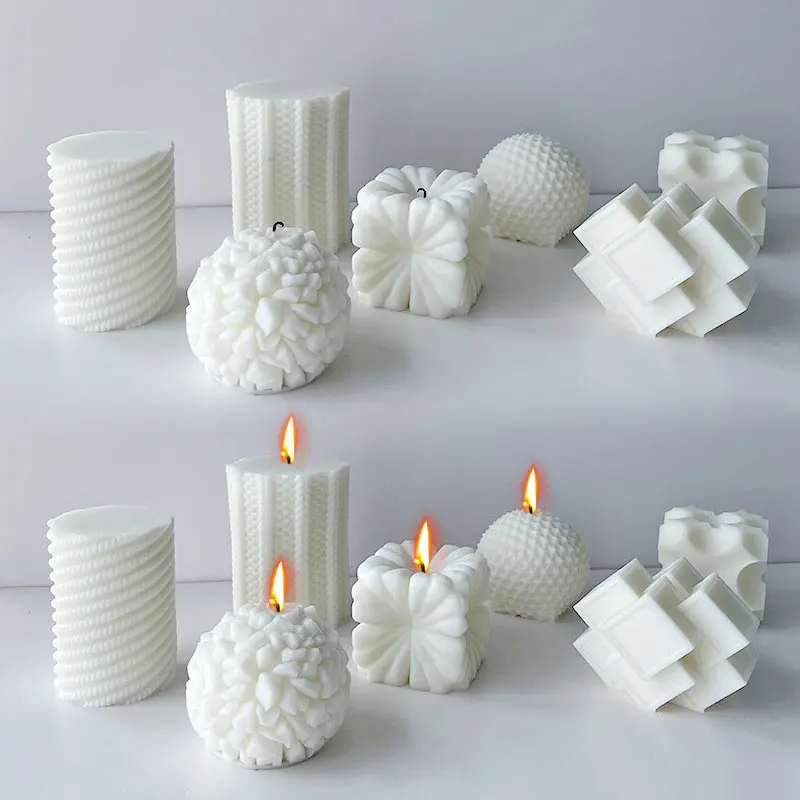 Cilindro A Righe Geometriche Stampo Per Candele In Silicone Magic Square Soap Resin Gesso Making Set Ice Chocolate Mold Table Decor Gifts