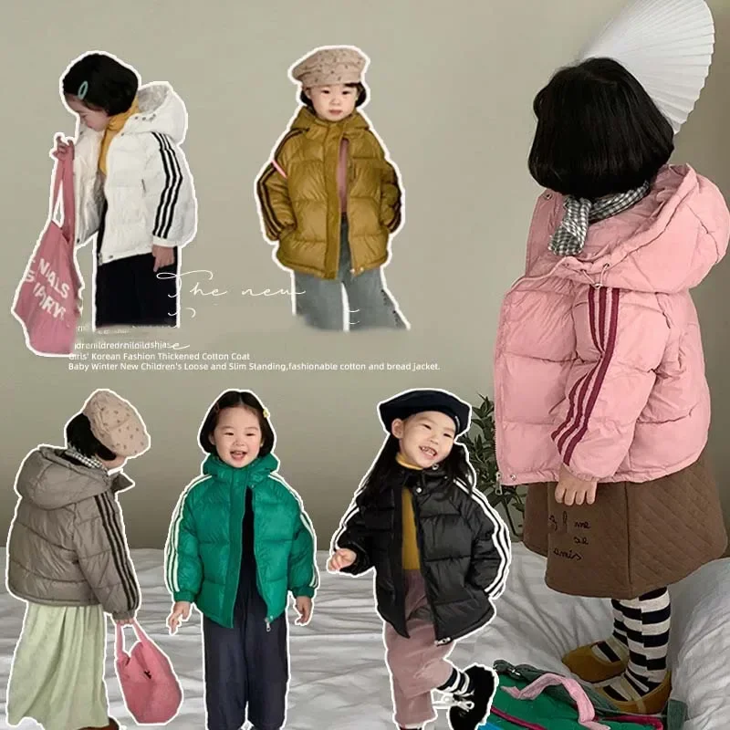Down Jacket Children Jackets Girls Coat Korean Cotton Hooded Kids Jacket Winter Thicken Warm Girls Boys Casual Cotton Coats Outerwear Windproof Down Jackets