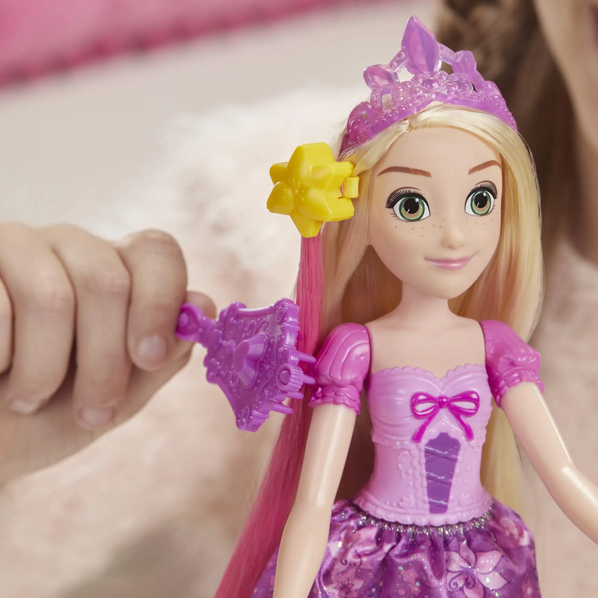 Disney Princess Hair Style Creations Rapunzel Fashion Doll Hair Styling Toy  with Brush Hair Extensions and Clips Toys for Girls