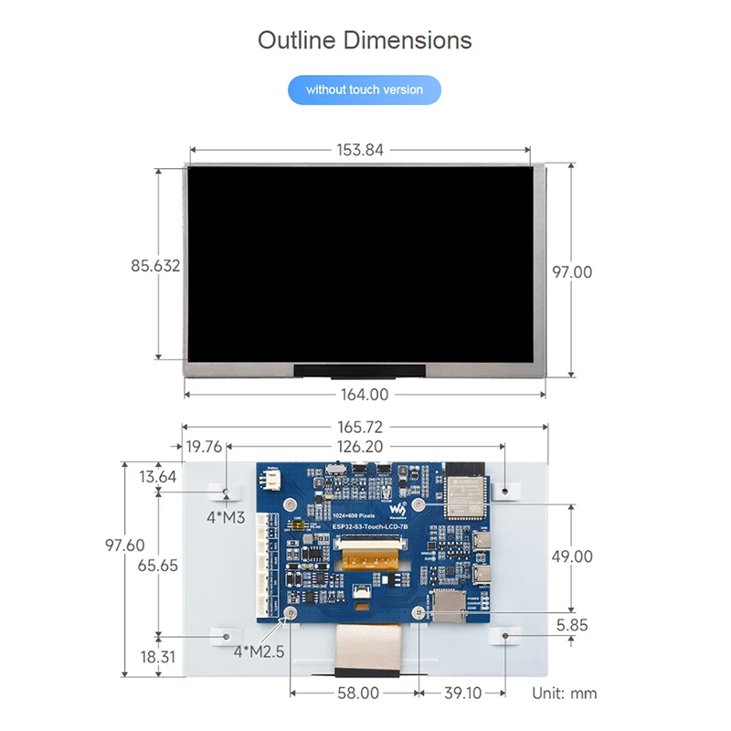 รูปสินค้า บอร์ดพัฒนา ESP32-S3 จอสัมผัส 7 นิ้ว สำหรับ HMI
