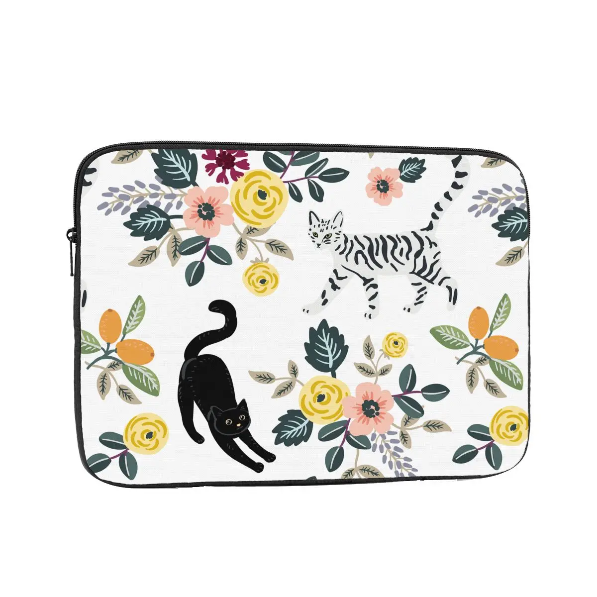 Floral Flower Cat 12" 13" 15" 17" Laptop Bag Sleeve For Macbook Air Pro Notebook Bag Case Animal Shockproof Case Bag