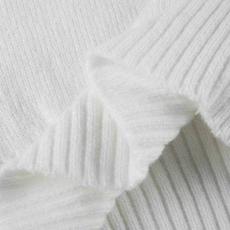 Women Letter Print Slim Zipper Sweater Turtleneck White Basic Long Sleeve Knitted Cardigan Coat Autumn Winter Outfits