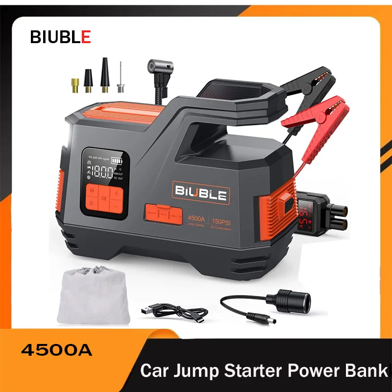 

3000A 4500A Car Jump Starter Device Booster Air Compressor Power Bank Emergency Battery Charger Starting 12V