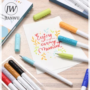 JIANWU 4 Pcs/set Colorful Soft Tip Brush Pen Set Art Marker Painting Tools Creative DIY Journal Student Supplies Stationery