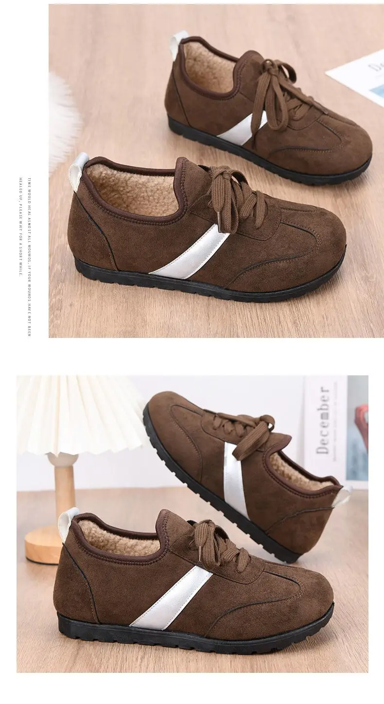 Full Wrap Fuzzy Baumwolle Hausschuhe Frau Lace Up Slip auf Stiefeletten Damen High Top Schuhe Faule Weibliche Outdoor Warme Plüsch Turnschuhe – Detail 16
