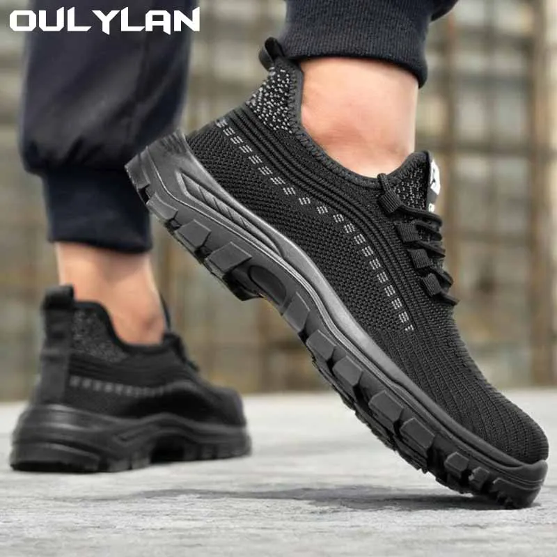 Oulylan 2025 산업용 신발 작업 운동화 안전 신발 남성 강철 발가락 펑크 방지 안전 부츠 신발 작업 남성 부츠